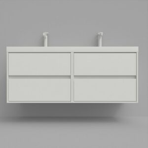 Mueble de baño suspendido 120 cm 4 cajones CARMEN con lavabo doble 2 senos resina acabado AZUL COBALTO