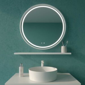 Mueble de baño suspendido 2 cajones CLAIRE con lavabo Solid Surface AZUL TURQUESA