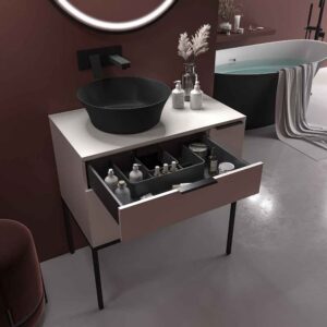 Mueble de baño ELLA con patas 2 cajones-1 puerta acabado BLANCO