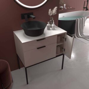 Mueble de baño ELLA con patas 2 cajones-1 puerta acabado BLANCO