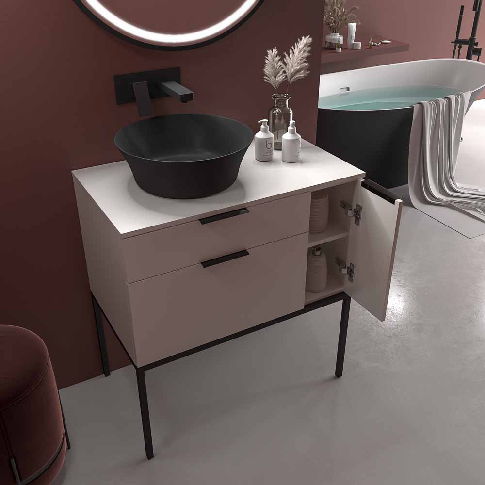 Mueble de baño ELLA con patas 2 cajones-1 puerta acabado BLANCO - Imagen 2