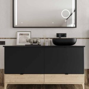 Mueble de baño VICENT con patas 4 cajones encimera Solid Surface con lavabo SATET