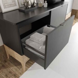 Mueble de baño VICENT con patas 4 cajones encimera Solid Surface con lavabo SATET