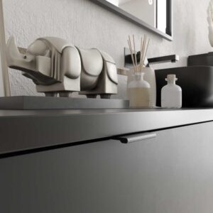 Mueble de baño VICENT con patas 4 cajones encimera Solid Surface con lavabo SATET