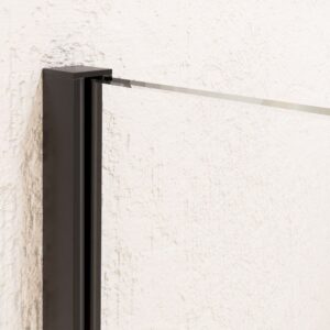 Mampara de ducha VERONA frontal abierta 1 fijo- 1 puerta corredera acabado. NEGRO MATE