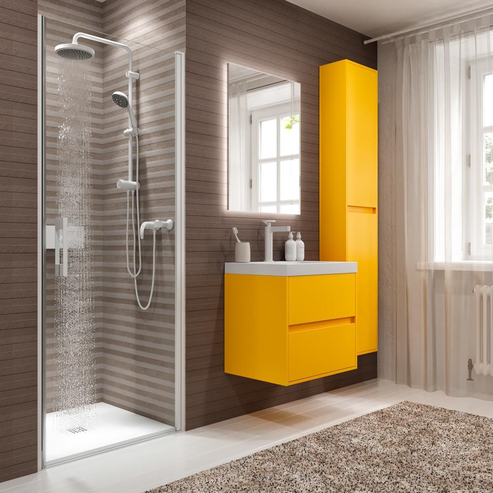 Mueble de baño suspendido 2 cajones CARMEN con lavabo resina acabado MUSTARD - Imagen 4