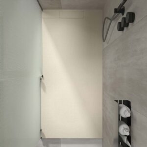 Plato ducha resina PLASTER Crema - colores a elegir - textura pizarra - antibacteriano y antideslizante. Rejilla oculta