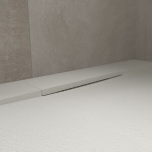 Plato ducha resina PLASTER Blanco - colores a elegir - textura pizarra - antibacteriano y antideslizante. Rejilla oculta