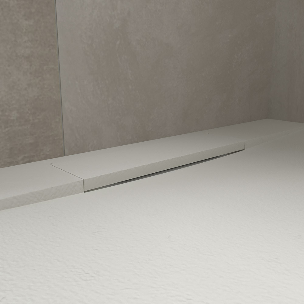 Plato ducha resina PLASTER Blanco - colores a elegir - textura pizarra - antibacteriano y antideslizante. Rejilla oculta - Imagen 3