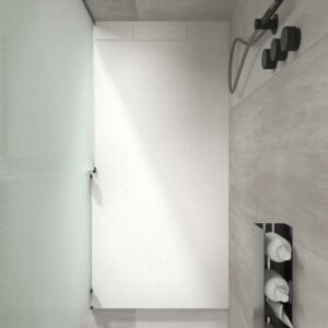 Plato ducha resina PLASTER Blanco - colores a elegir - textura pizarra - antibacteriano y antideslizante. Rejilla oculta