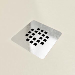 Plato ducha resina ONE Blanco Roto RAL 9001 y otros colores con textura pizarra antibacteriano y antideslizante. Rejilla inox