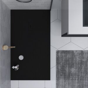 Plato ducha de resina AGAPE Negro y otros colores exclusivos - con textura pizarra - antibacteriano y antideslizante