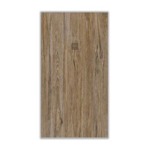 Plato de ducha resina textura pizarra acabado efecto Madera Castaño Oscuro - antideslizante STONE 3D moderno