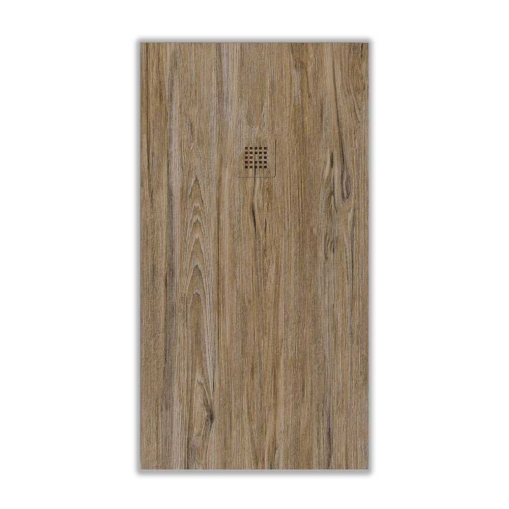 Plato de ducha resina textura pizarra acabado efecto Madera Castaño Oscuro - antideslizante STONE 3D moderno