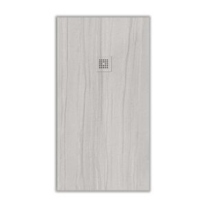 Plato de ducha resina textura pizarra acabado efecto Madera Chopo Blanco - antideslizante STONE 3D moderno