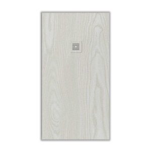 Plato de ducha resina textura pizarra acabado efecto Madera Roble Blanco - antideslizante STONE 3D moderno