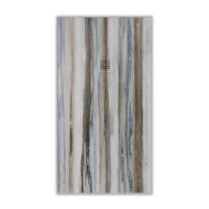 Plato de ducha resina textura pizarra acabado efecto Madera Vintage Blue - antideslizante STONE 3D moderno