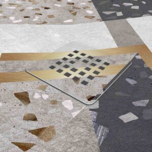Plato de ducha resina textura pizarra. Efecto en Hidráulico Eika - antideslizante STONE 3D moderno