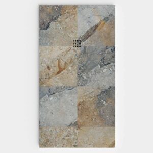 Plato de ducha resina textura pizarra. Efecto en Mármol Mizzi - antideslizante STONE 3D moderno