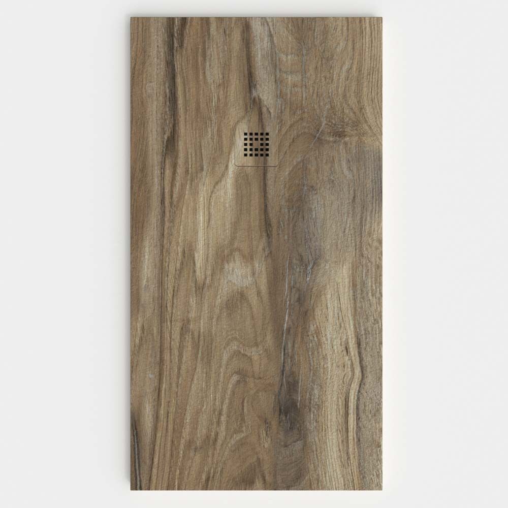 Plato de ducha resina textura pizarra acabado efecto Madera Nogal Somoa - antideslizante STONE 3D moderno