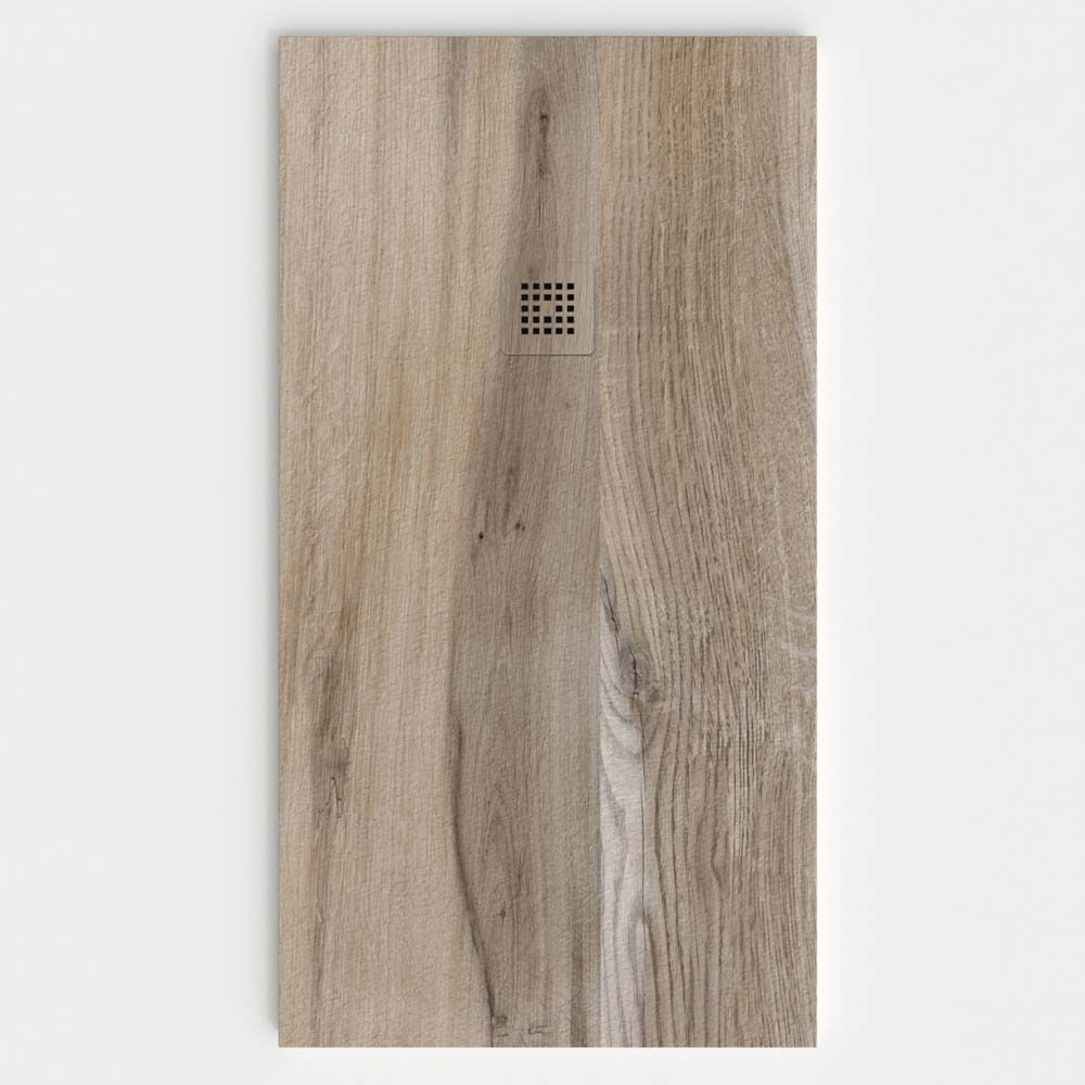 Plato de ducha resina textura pizarra acabado efecto Madera Roble Tortora - antideslizante STONE 3D moderno