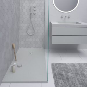 Plato ducha de resina AGAPE Arena y otros colores exclusivos - con textura pizarra - antibacteriano y antideslizante