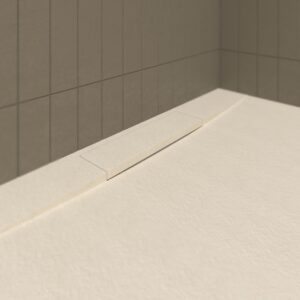 Plato ducha resina PLASTER Crema - colores a elegir - textura pizarra - antibacteriano y antideslizante. Rejilla oculta