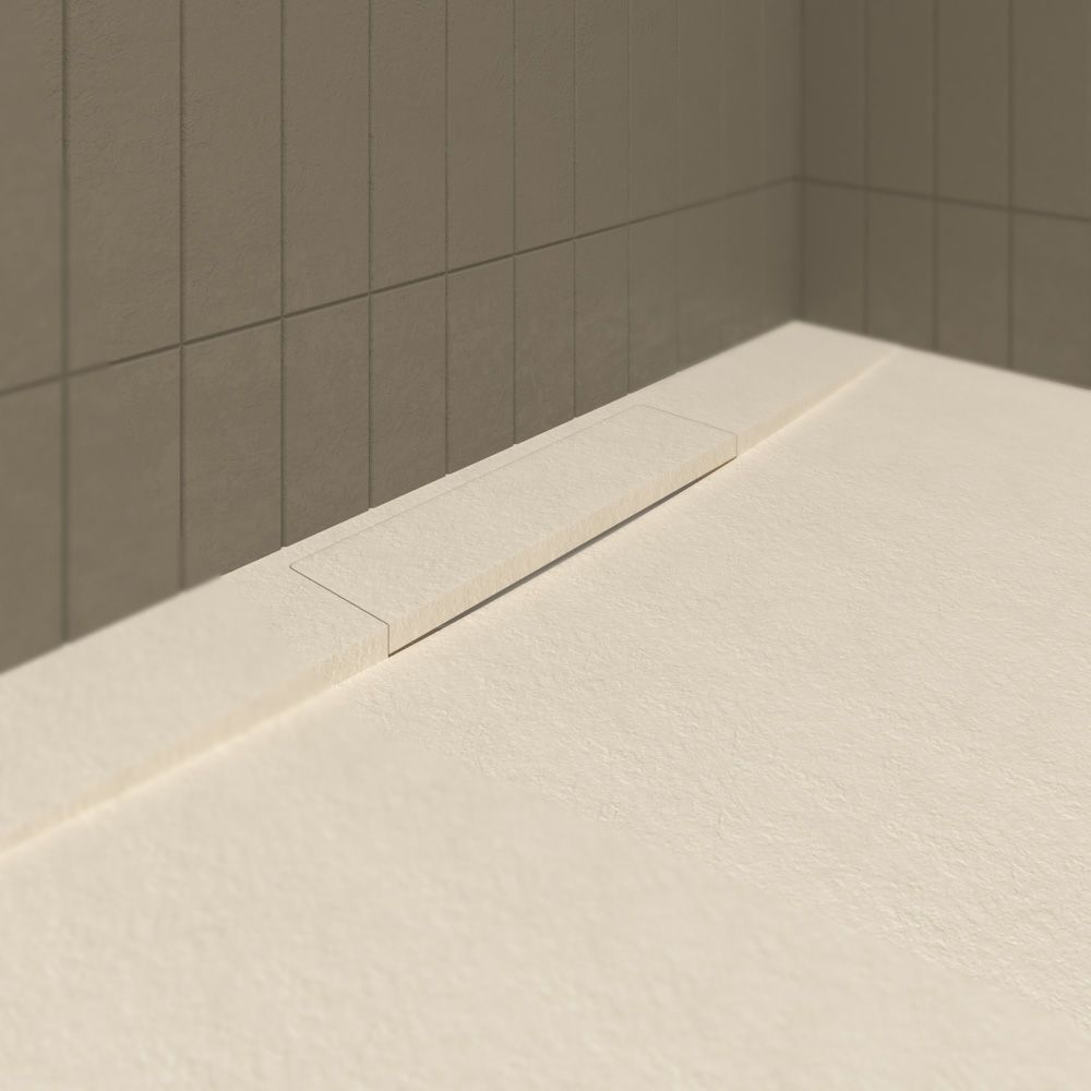 Plato ducha resina PLASTER Crema - colores a elegir - textura pizarra - antibacteriano y antideslizante. Rejilla oculta - Imagen 3