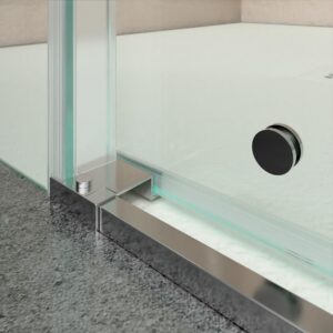 Mampara de ducha AXER rectangular 2 fijos - 2 puertas correderas vidrio 6 mm. ACERO INOXIDABLE
