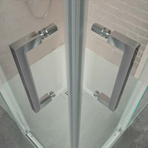 Mampara de ducha AXER cuadrada 2 fijos - 2 puertas correderas vidrio 6 mm. ACERO INOXIDABLE