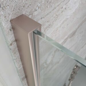 Fijo de ducha mampara ZEN perfil Oro Rosa - Vidrio 8 MM con tratamiento anti-cal incluido- Brazo sujección acero inox. extensible