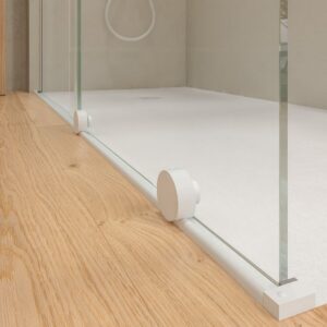 Mampara de ducha VERONA frontal abierta 1 fijo- 1 puerta corredera acabado BLANCO MATE