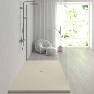 Plato ducha resina Extragrande XXL con textura pizarra y antideslizante BLANCO MARFIL Ral 1015