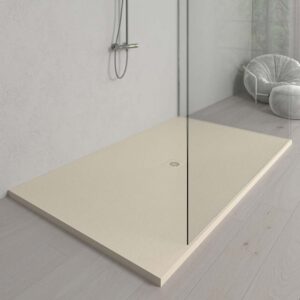 Plato ducha resina Extragrande XXL con textura pizarra y antideslizante BLANCO MARFIL Ral 1015