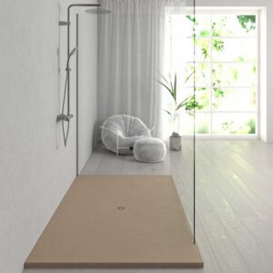 Plato ducha resina Extragrande XXL con textura pizarra y antideslizante MOKA Ral 1019