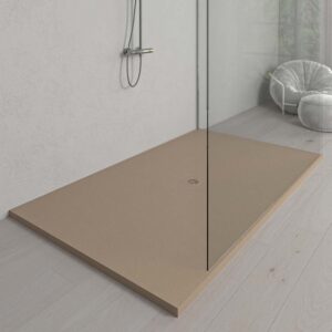 Plato ducha resina Extragrande XXL con textura pizarra y antideslizante MOKA Ral 1019