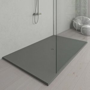 Plato ducha resina Extragrande XXL con textura pizarra y antideslizante GRIS CEMENTO Ral 7005