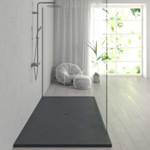 Plato ducha resina Extragrande XXL con textura pizarra y antideslizante GRIS ANTRACITA Ral 7016