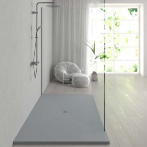 Plato ducha resina Extragrande XXL con textura pizarra y antideslizante GRIS Ral 7040