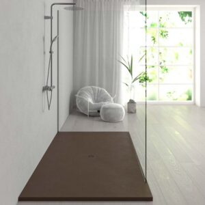 Plato ducha resina Extragrande XXL con textura pizarra y antideslizante MARRON Ral 8014