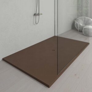 Plato ducha resina Extragrande XXL con textura pizarra y antideslizante MARRON Ral 8014