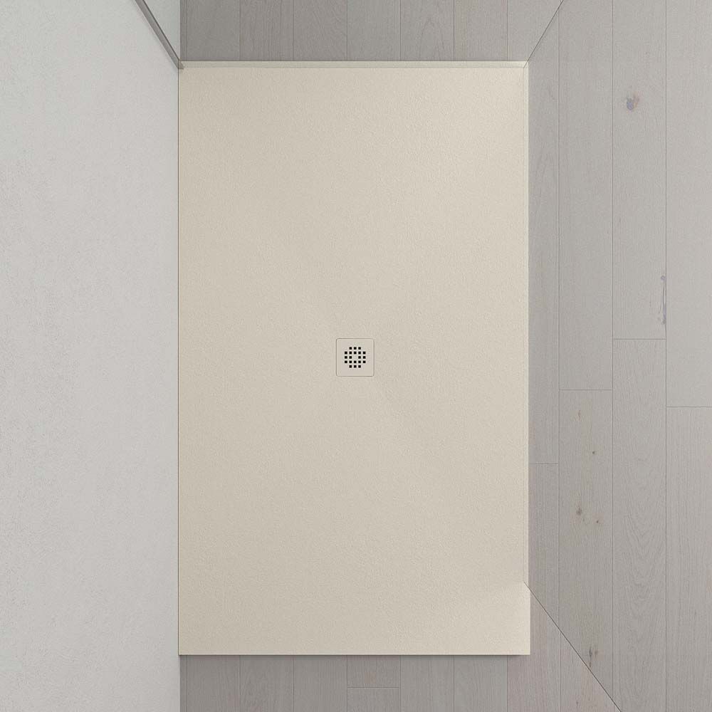 Plato ducha resina Extragrande XXL con textura pizarra y antideslizante BLANCO ROTO Ral 9001
