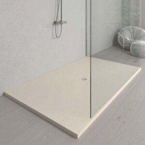 Plato ducha resina Extragrande XXL con textura pizarra y antideslizante BLANCO ROTO Ral 9001