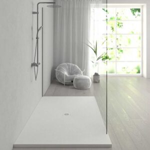 Plato ducha resina Extragrande XXL con textura pizarra y antisdeslizante BLANCO Ral 9003