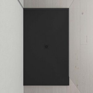 Plato ducha resina Extragrande XXL con textura pizarra y antideslizante NEGRO Ral 9005