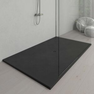 Plato ducha resina Extragrande XXL con textura pizarra y antideslizante NEGRO Ral 9005