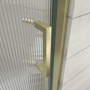 Mampara de ducha NOVUM frontal 1 fijo - 1 puerta corredera vidrio acanalado 6 mm. ORO MATE
