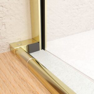 Mampara de ducha VERONA frontal abierta 1 fijo- 1 puerta corredera. Acabado ORO MATE