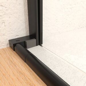 Mampara de ducha VERONA frontal abierta 1 fijo- 1 puerta corredera acabado. NEGRO MATE
