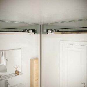 Mampara de ducha TECH HIGH cuadrada 2 fijos - 2 puertas correderas vidrio 8 mm. ACERO INOXIDABLE fabricada a techo